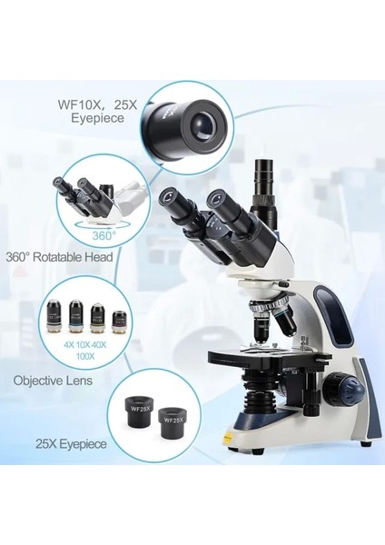 SW380T 40X-2500X Trinoküler Bileşik Laboratuvar Mikroskobu SW380+EP5R01