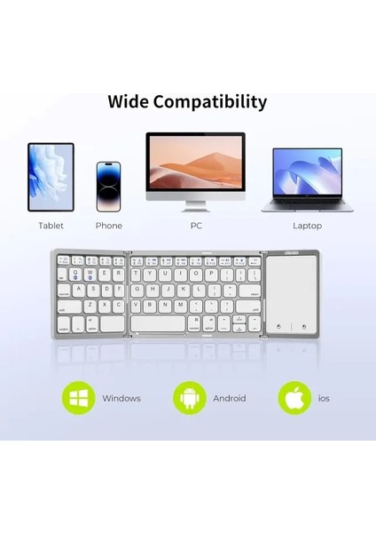 Seeda Katlanabilir Bluetooth Klavye Silver White
