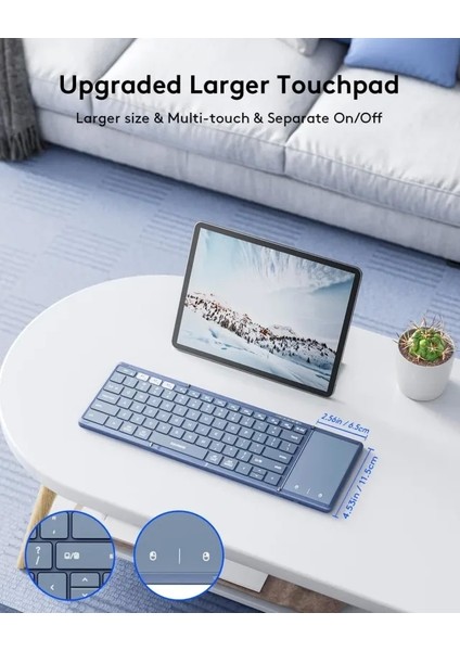 Touchpadli Katlanabilir Bluetooth Klavye Young Blue