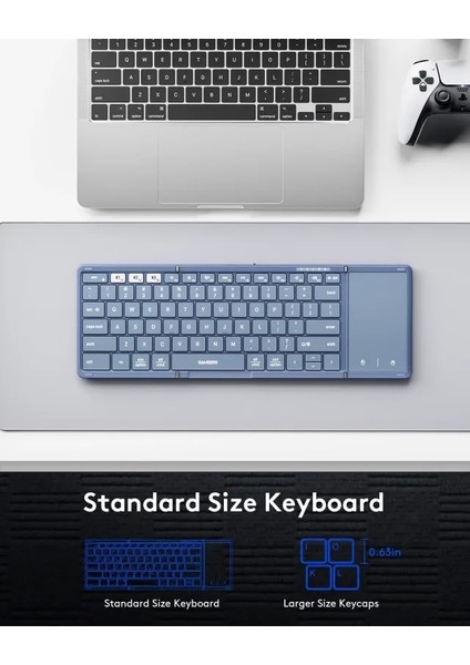 Touchpadli Katlanabilir Bluetooth Klavye Young Blue