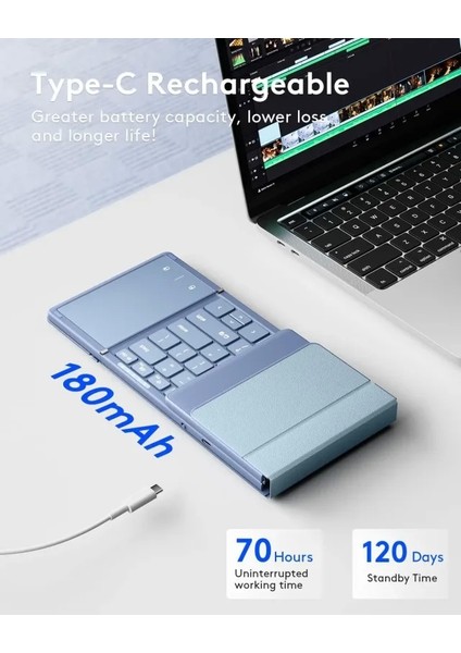 Touchpadli Katlanabilir Bluetooth Klavye Young Blue