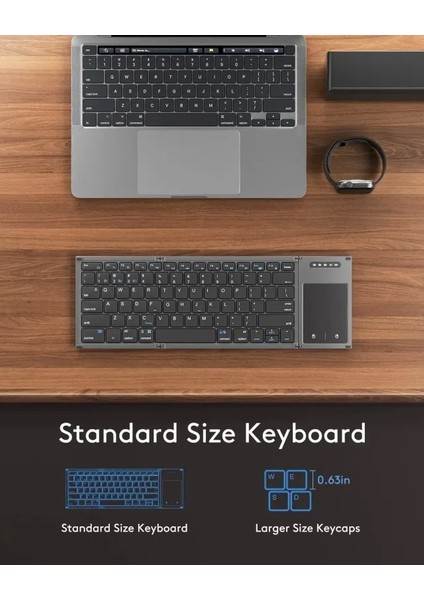 Dokunmatik Yüzeyli Katlanabilir Bluetooth Klavye Dark Gray