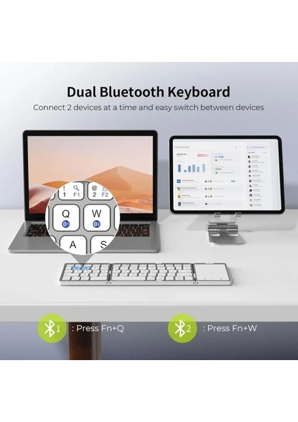 Seeda Katlanabilir Bluetooth Klavye Silver White
