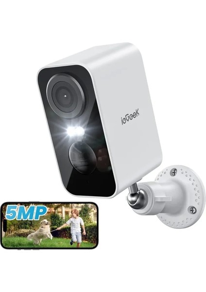 Kablosuz Pille Çalışan Wifi Güvenlik Kamerası 5mp White Cam