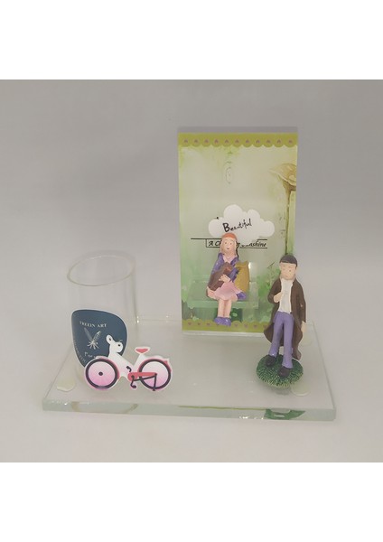 Romantik Kadın ve Erkek Mini Çiçeklik Dekoratif Biblo