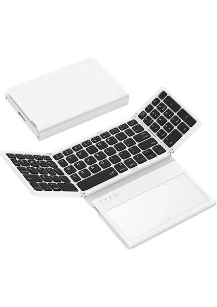 Büyük Touchpad Katlanabilir Bluetooth Klavye Black-White