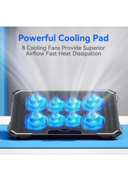 Laptop Soğutucu - 35.5-43 cm 8 Fans Blue fırsatları