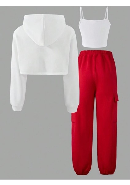 Broklyn Baskılı 3 Lü Crop Takım Kız Çocuk