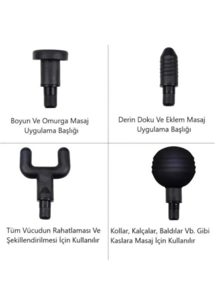Yeni Nesil Şarjlı Dijital Göstergeli 9 Kademeli Masaj Tabancası Sporcu Masaj Aleti 4 Başlıklı indirimleri