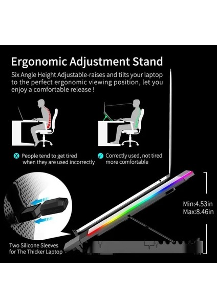 Oyun Laptop Soğutucu - 27.9-43.9 cm 6 Fan modelleri