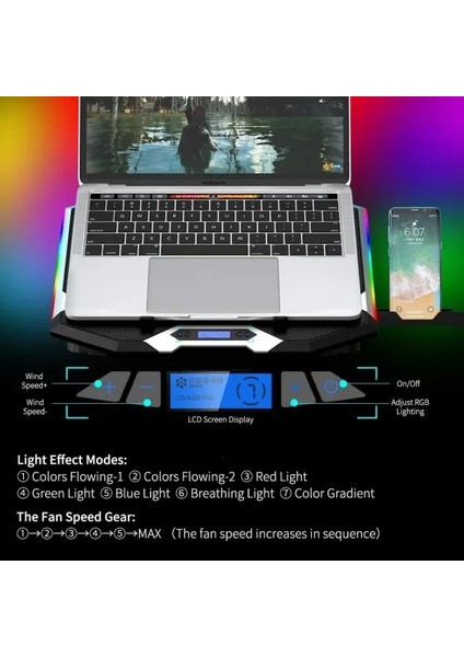 Oyun Laptop Soğutucu - 27.9-43.9 cm 6 Fan fırsatları