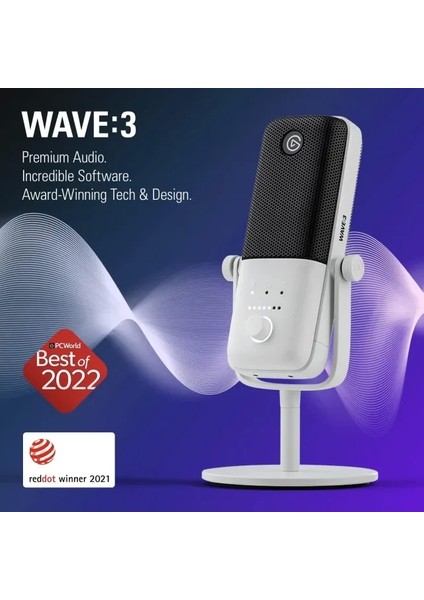 Wave:3 Premium Studio Quality USB Condenser Mikrafon White Microphone