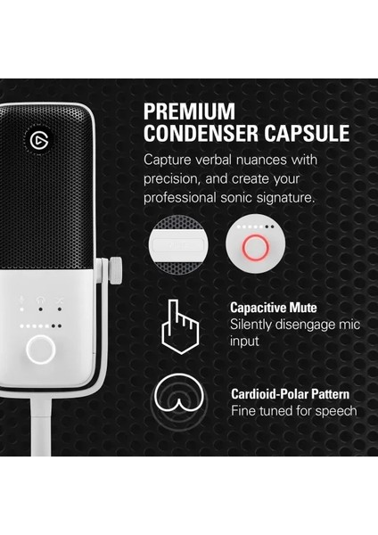 Wave:3 Premium Studio Quality USB Condenser Mikrafon White Starter Kit