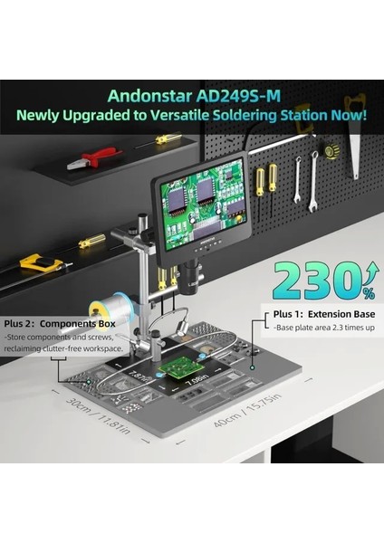 AD246S-M Plus HDMI Lehimleme Dijital Mikroskop 10.1 INCH-AD249S-M Plus