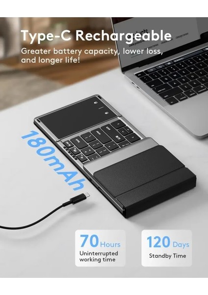 Touchpadli Katlanabilir Bluetooth Klavye Space Gray