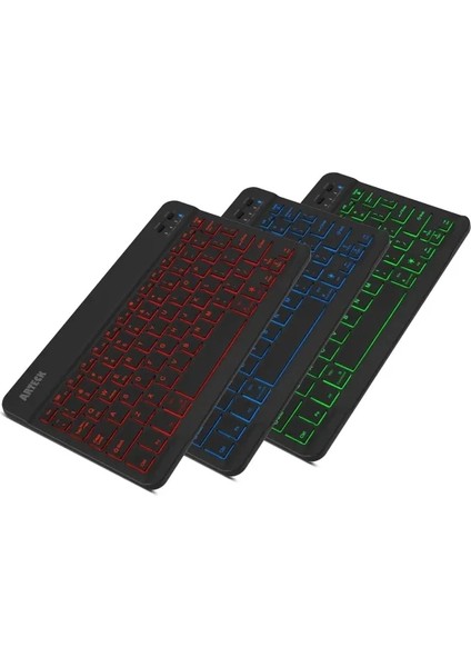 HB030B Taşınabilir 7 Renkli Arkadan Aydınlatmalı Bluetooth 3.0 Klavye