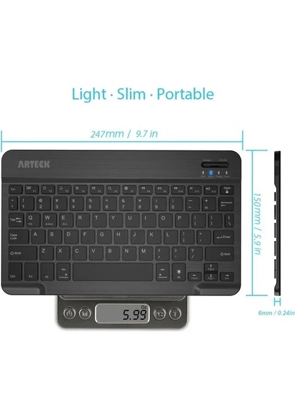 HB030B Taşınabilir 7 Renkli Arkadan Aydınlatmalı Bluetooth 3.0 Klavye
