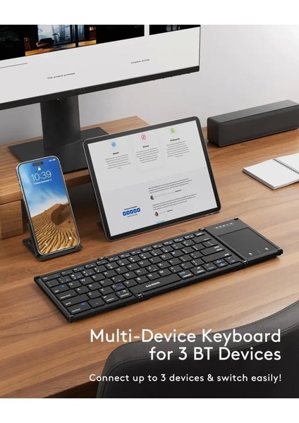 Dokunmatik Yüzeyli Katlanabilir Bluetooth Klavye Black