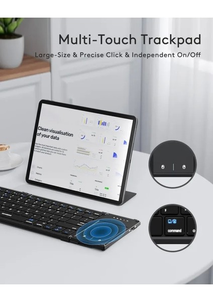 Dokunmatik Yüzeyli Katlanabilir Bluetooth Klavye Black