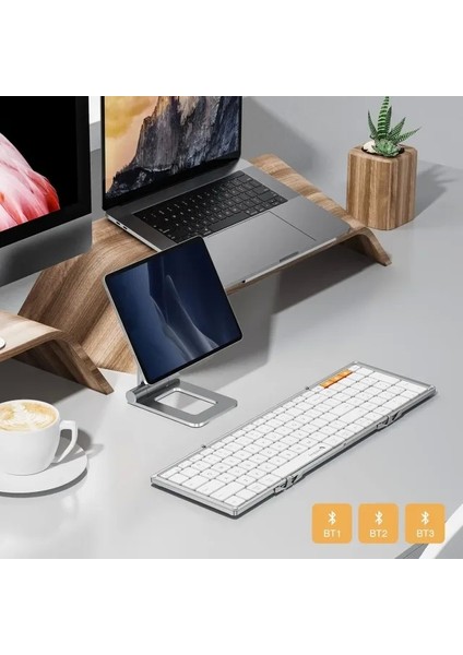 Protoarc XK01 Sayısal Tuş Takımlı Katlanabilir Bluetooth Klavye Beyaz-Gri