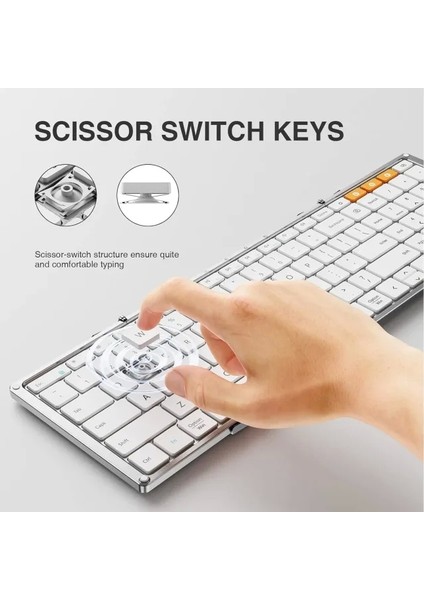 Protoarc XK01 Sayısal Tuş Takımlı Katlanabilir Bluetooth Klavye Beyaz-Gri