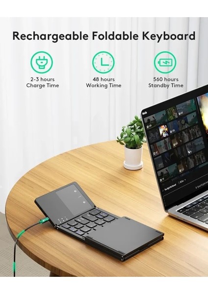 Touchpadli Katlanabilir Bluetooth Klavye Bt x 1 Black