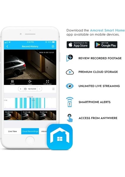 Smarthome 1080P Dahili Siren Alarmı Wifi Güvenlik Kamerası indirimleri