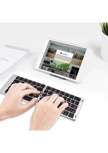 Katlanabilir Bluetooth Klavye (Stand Tutuculu) Gümüş Bt x 1
