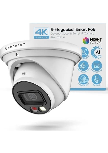 Ultrahd 4K (8mp) Ip Poe Aı 15FPS Kamera White