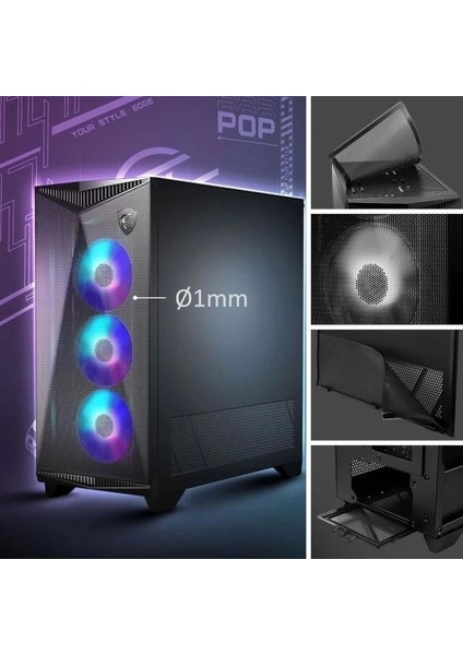 Msı Mpg Gungnir 300R Airflow Argb White USB 3.2 Atx Mid Tower Kasa Mpg Gungnır 300R Aırflow