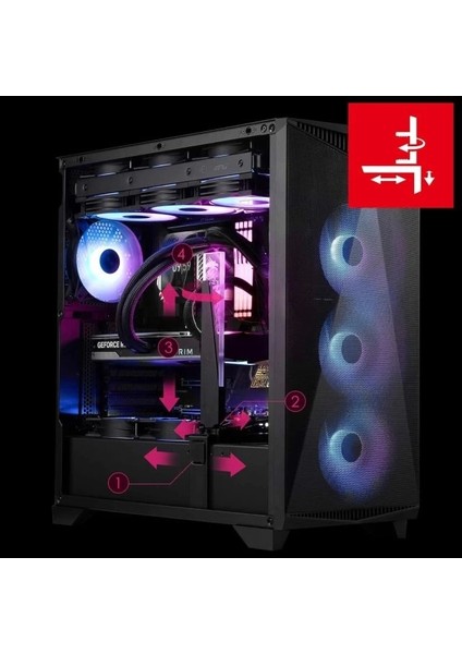 Msı Mpg Gungnir 300R Airflow Argb White USB 3.2 Atx Mid Tower Kasa Mpg Gungnır 300R Aırflow