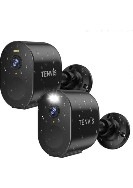 Tenvıs Güvenlik Kamerası Kablosuz Black-2pack