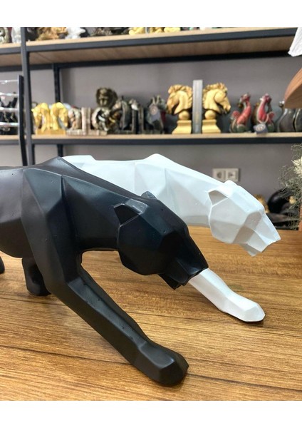Dekoratif Kübik Leopar Biblo 2 Li Siyah ve Beyaz