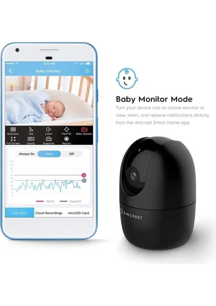 1080P Wifi Kamera İç Mekan Köpek Kamerası ASH21-B (Black)