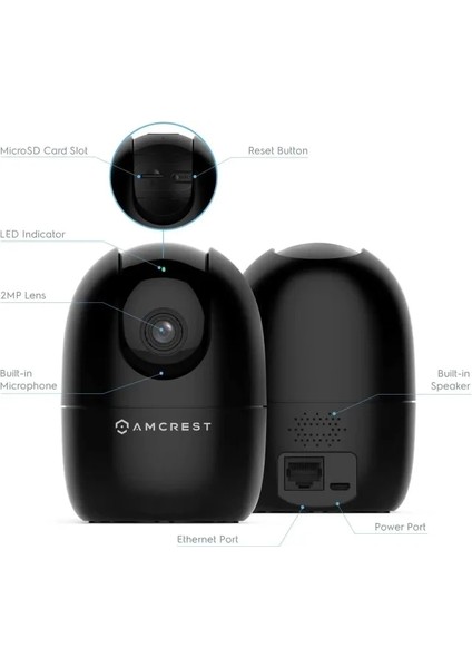 1080P Wifi Kamera İç Mekan Köpek Kamerası ASH21-B (Black)