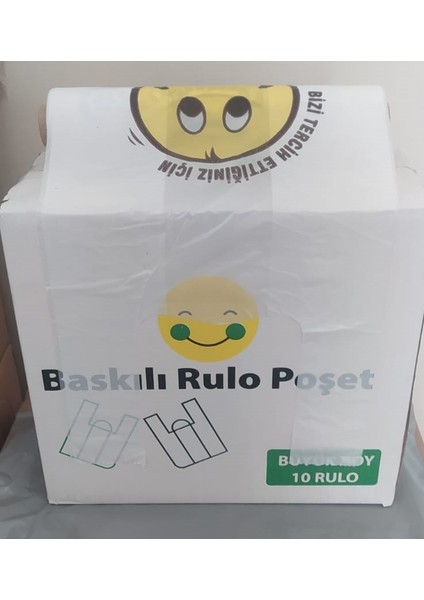 1 Koli Büyükboy Gülenyüz Baskılı Rulo Poşet Market Manav Atlet Hışır