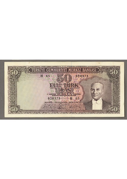 5. Emisyon 50 Lira 1964 *nd (1976) 5th Emis. 6.tertip Ef / Ççt (H65)