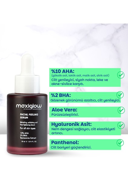 Aha & Bha Cilt Bakım Serumu, Kırmızı Peeling Yüz Serumu, Canlandırıcı & Yenileyici %10 Aha %2 Bha fiyatları