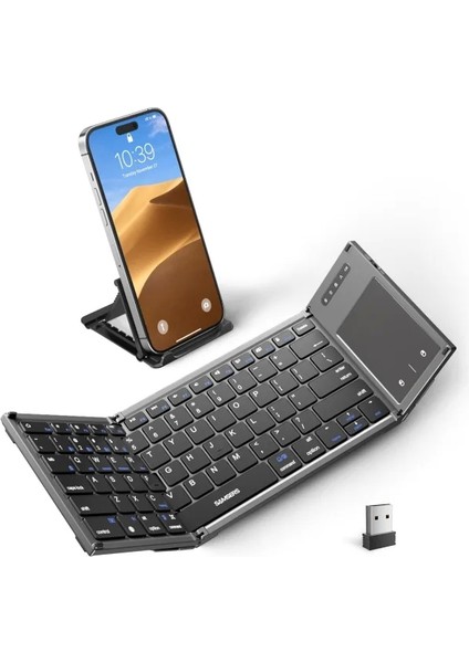 Dokunmatik Yüzeyli Katlanabilir Bluetooth Klavye Dark Gray