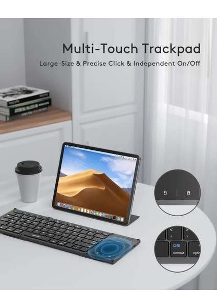 Dokunmatik Yüzeyli Katlanabilir Bluetooth Klavye Dark Gray