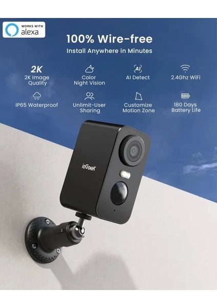 Kablosuz Pille Çalışan Wifi Güvenlik Kamerası Black 2 Pack Cam fiyatları