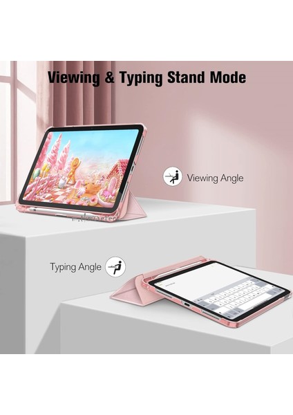 Apple iPad Air 11 2025 Tablet Kılıf Akıllı Smart Uyku Modlu Pen Kalem Bölmeli Katlanabilir Standlı Pc Case M3