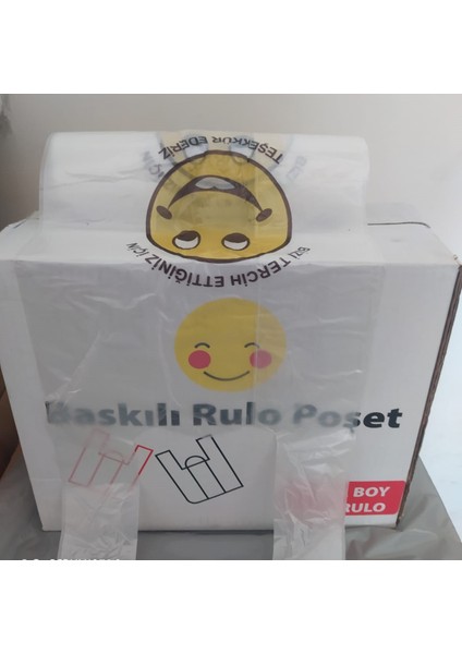 1 Koli Ortaboy Gülenyüz Baskılı Rulo Poşet Market Manav Atlet Hışır