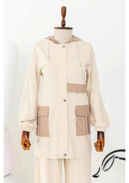 Cep Detaylı Ceketli Pantolonlu Takım- Açık Vizon fiyatları