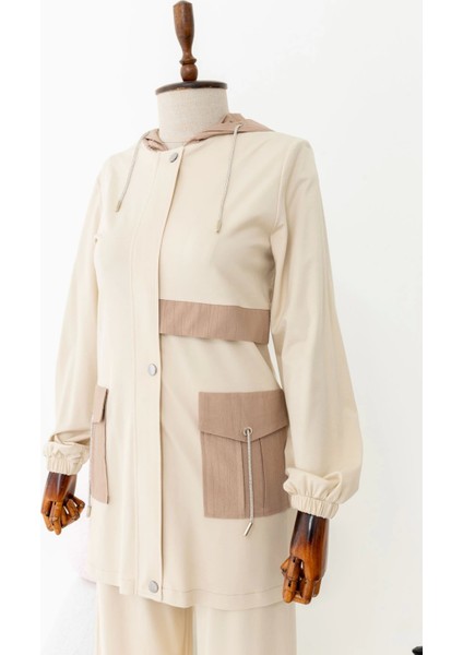 Cep Detaylı Ceketli Pantolonlu Takım- Açık Vizon modelleri