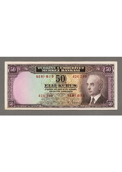 2. Emisyon 50 Kurus PICK#133 Unc (Serial B) *çil Banknot