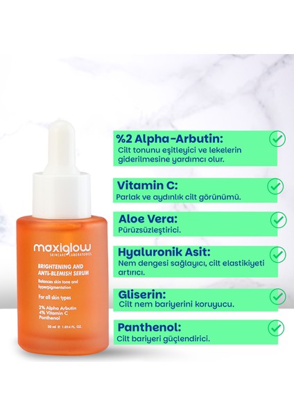 C Vitamini & Alpha Arbutin Cilt Bakım Serumu, Leke Önleyici, Ton Eşitleyici, Aydınlatıcı Yüz Serumu fiyatları