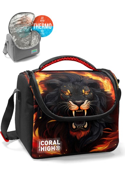 Kids Siyah Aslan Desenli Thermo Beslenme Çantası 22771