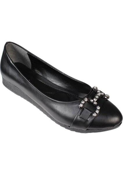 Yazkış Kadın Siyah Düz Taşlı Babet