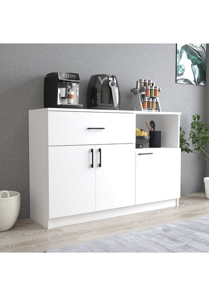 MTD0401 Inci 128 cm Kapaklı Çekmeceli Alt Mutfak Dolabı Beyaz
